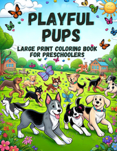 Load image into Gallery viewer, Digital Version of Playful Pups Large Print Coloring Book for Preschoolers