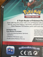 Load image into Gallery viewer, Darkrai 3 pack Tin- Comes with 3 Promo's and 3 packs
