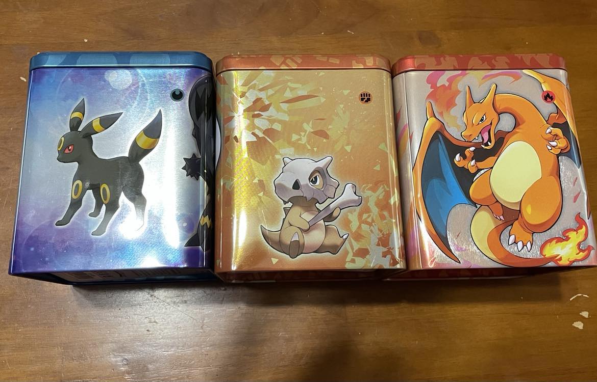 Empty Pokémon 2024 tins