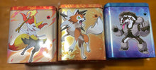 Load image into Gallery viewer, Set of 3 Empty Pokemon TCG Stacking Tins - Fighting, Fire, Darkness
